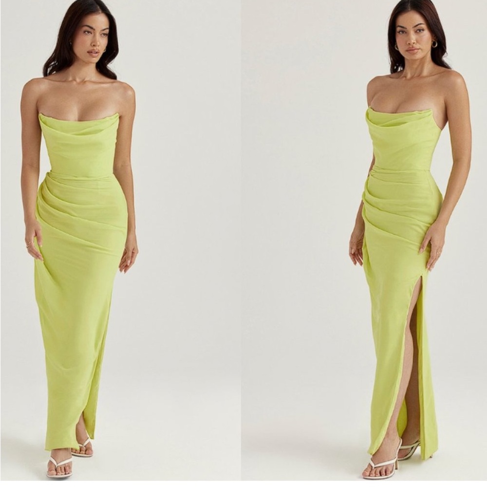 House of CB Adrienne Lime Green Strapless Dress